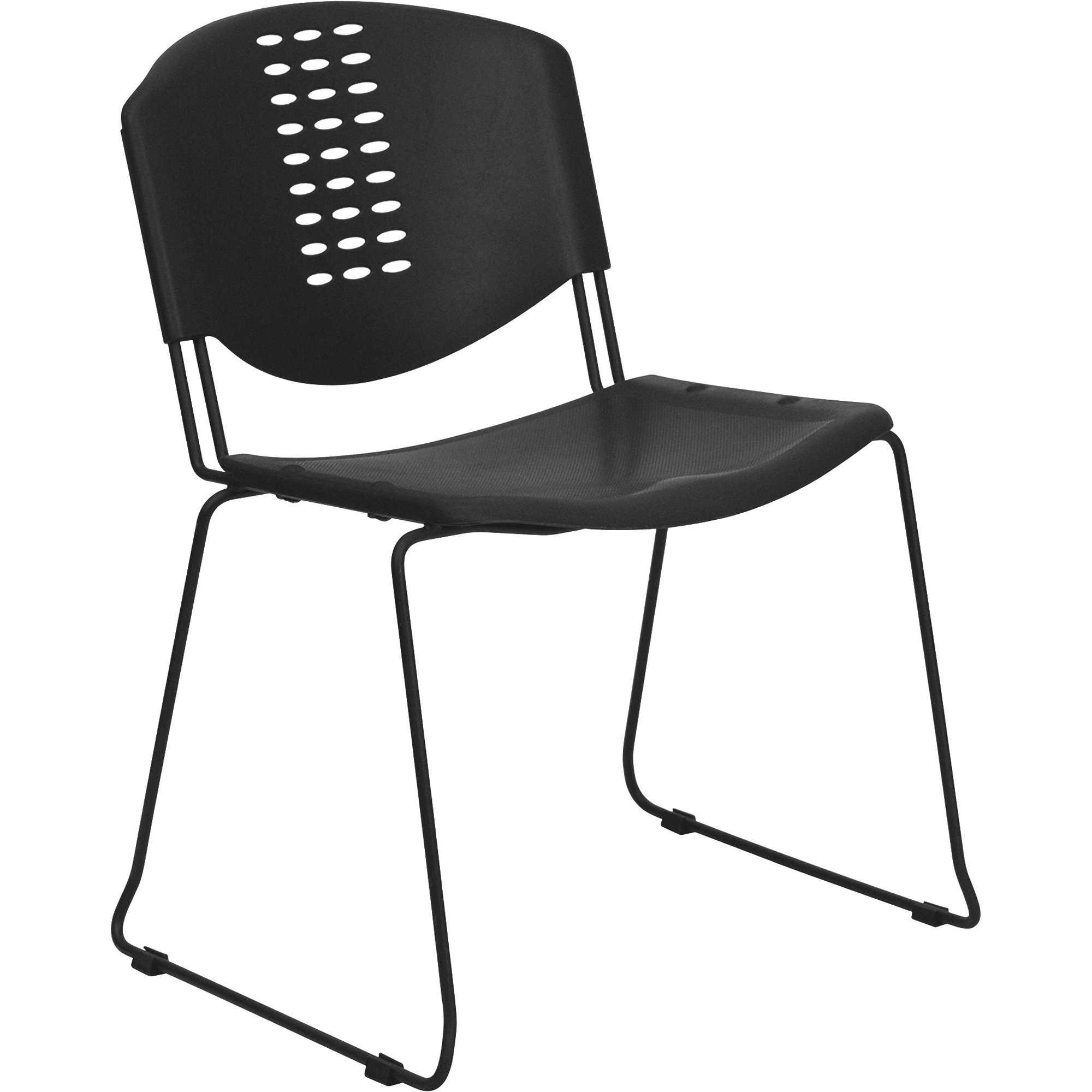 Flash Furniture Plastic Multipurpose Stacking Chair, Black, 400-Lb. Capacity, 22 3/4in.W x 22 1/4in.D x 29 3/4in.H, Model# RUTNF02BK